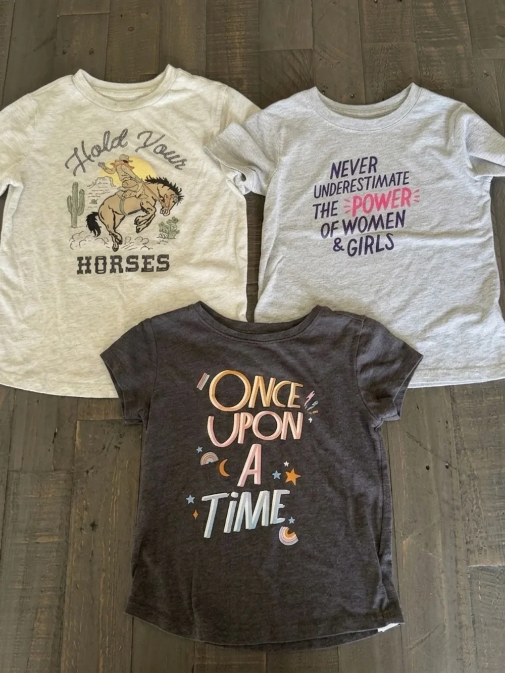 OLD NAVY CARTERS CAT JACK Girls Graphic Tee Bundle Grey Size 5T 3Pk Lot